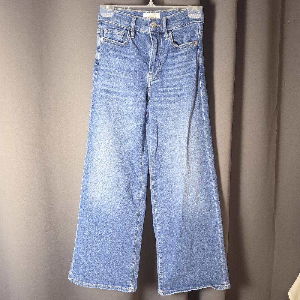 FRAME Le Pixie Slim Palazzo Jeans Women’s 24 Blue High Rise Wide Leg Denim